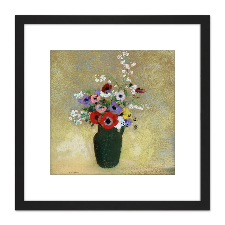 Marlow Home Co. Odilon Redon Large Green Vase With Mixed Flowers by